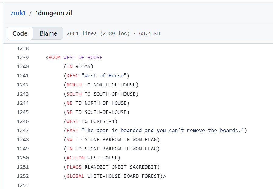 ZIL code: West of House
